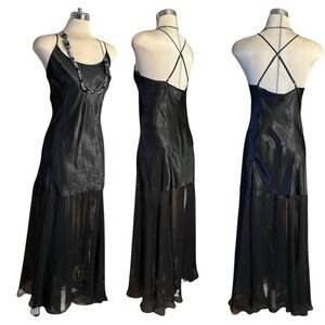Vintage Versailles  Luxury Black Satin & Chiffon Maxi Pijamas or dress Size M